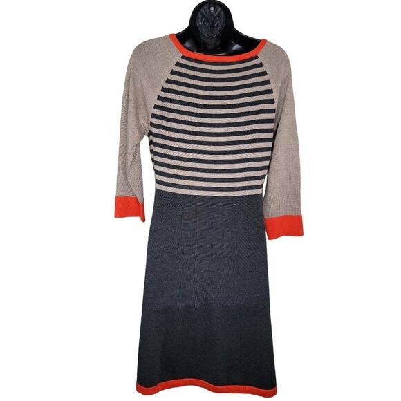 Eliza J Striped knit fit and flare sweater dress size Medium - Picture 2 of 7